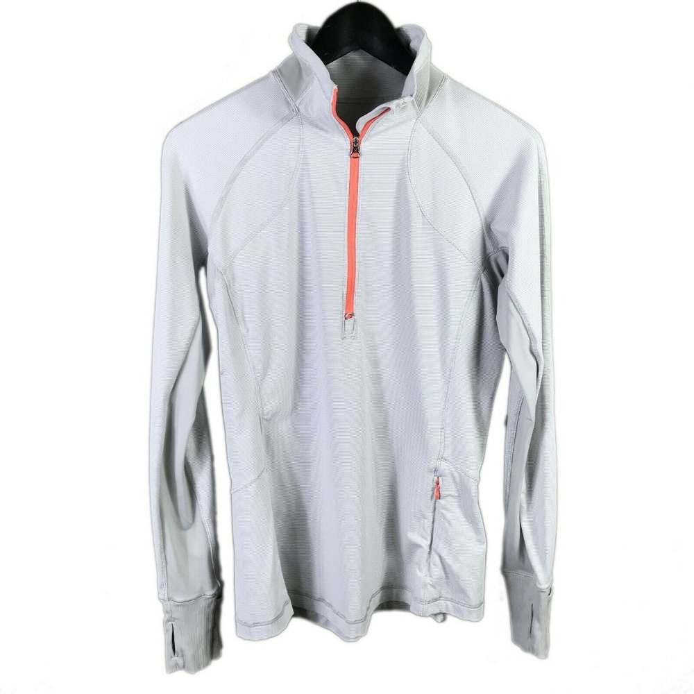 Lululemon Womens Half Zip Shirt Size 8 Gray White